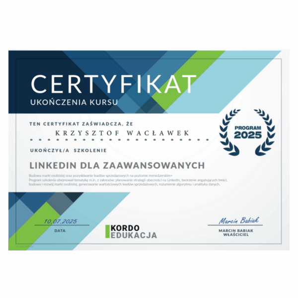 Certyfikat - LinkedIn
