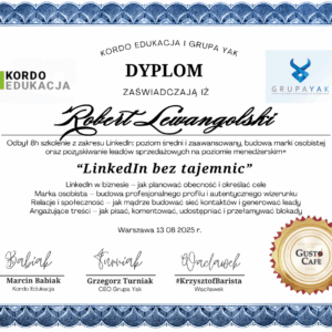Certyfikat/Dyplom - "LinkedIn bez tajemnic"
